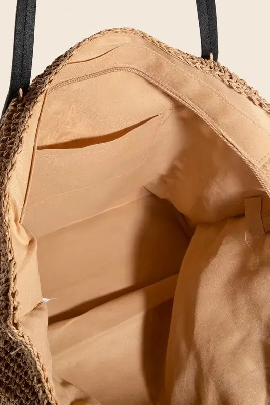 Faux Leather Handle Knitted Tote Bag sold by Skemo product image thumbnail 3