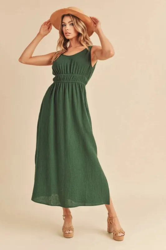 Side Slit Round Neck Sleeveless Tank Dress sold by Skemo