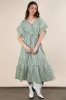Sage Embroidered Boho Ruffled Midi Dress sold by Skemo