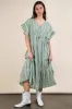 Sage Embroidered Boho Ruffled Midi Dress sold by Skemo
