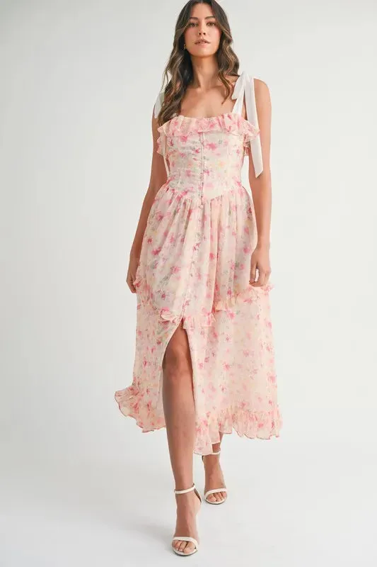 Floral Printed Shoulder Strap Midi Dress sold by Skemo product image thumbnail 3