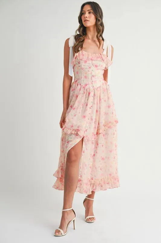 Floral Printed Shoulder Strap Midi Dress sold by Skemo product image thumbnail 4