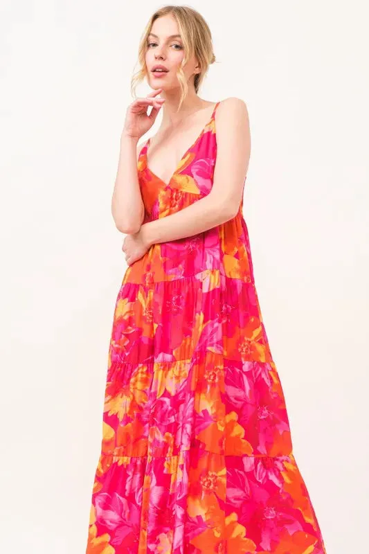 Floral Tiered Maxi Cami Dress with Pockets sold by Skemo product image thumbnail 4