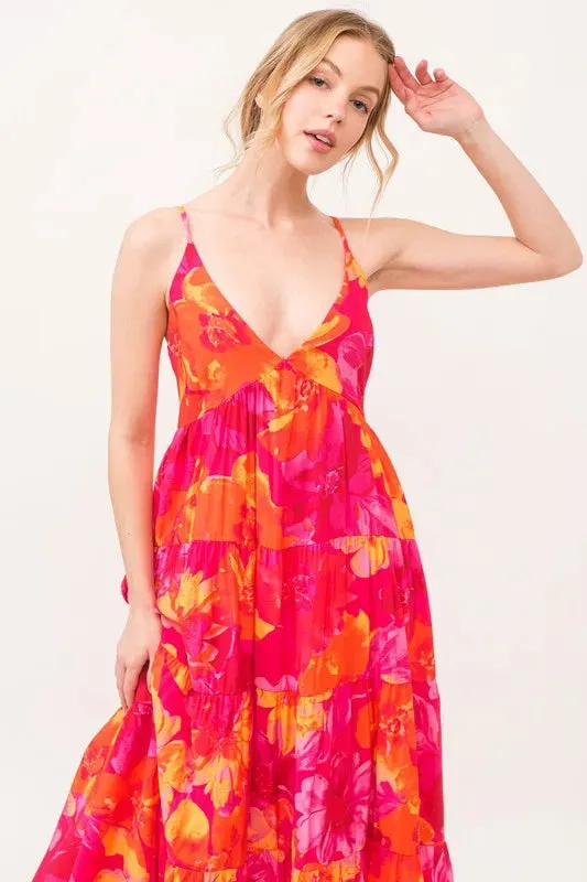 Floral Tiered Maxi Cami Dress with Pockets sold by Skemo product image thumbnail 5