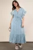 Blue Embroidered Boho Ruffled Midi Dress sold by Skemo