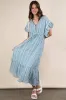 Blue Embroidered Boho Ruffled Midi Dress sold by Skemo