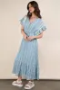 Blue Embroidered Boho Ruffled Midi Dress sold by Skemo