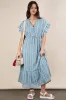 Blue Embroidered Boho Ruffled Midi Dress sold by Skemo