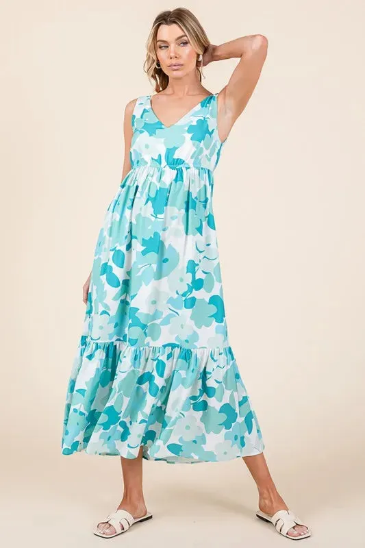 Sleeveless Floral Print V-Neck Midi Dress sold by Skemo product image thumbnail 2