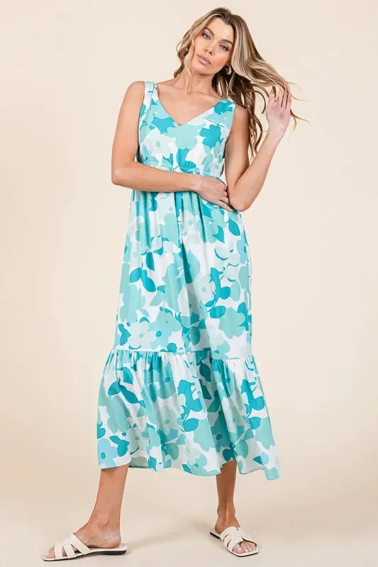 Sleeveless Floral Print V-Neck Midi Dress sold by Skemo product image thumbnail 3