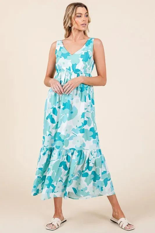 Sleeveless Floral Print V-Neck Midi Dress sold by Skemo product image thumbnail 4