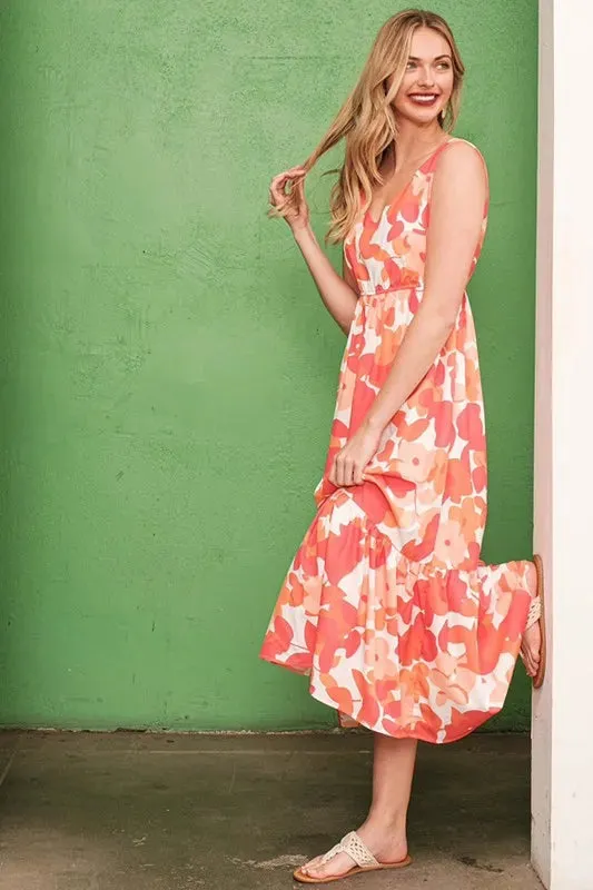 Sleeveless Floral Print V-Neck Midi Dress sold by Skemo product image thumbnail 3