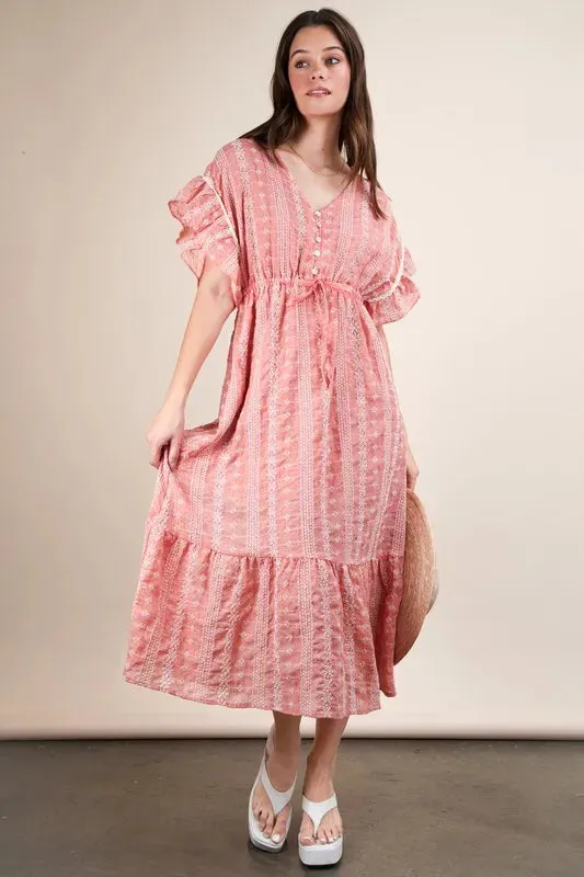 Embroidered Boho Ruffled Midi Dress sold by Skemo product image thumbnail 3
