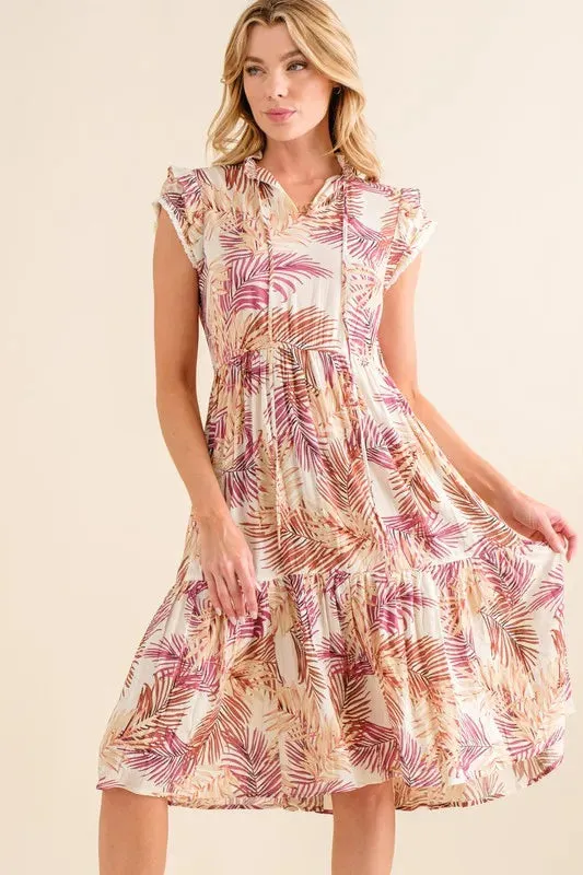 Palm Boho Printed Tiered Dress sold by Skemo