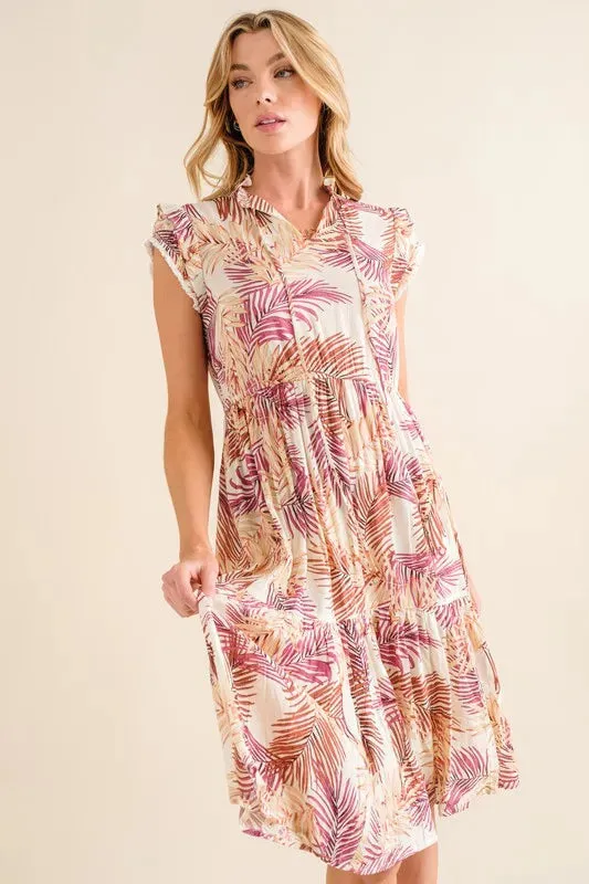 Palm Boho Printed Tiered Dress sold by Skemo product image thumbnail 2