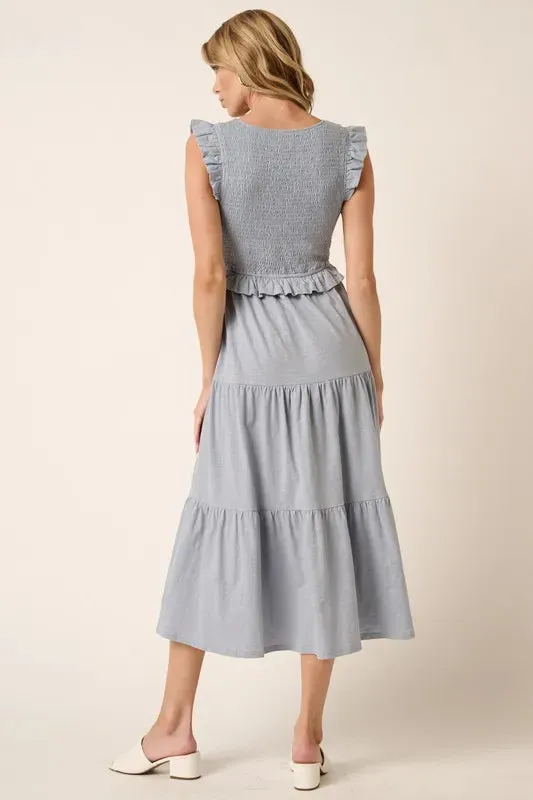 Smocked Ruffled Tiered Midi Dress sold by Skemo product image thumbnail 2