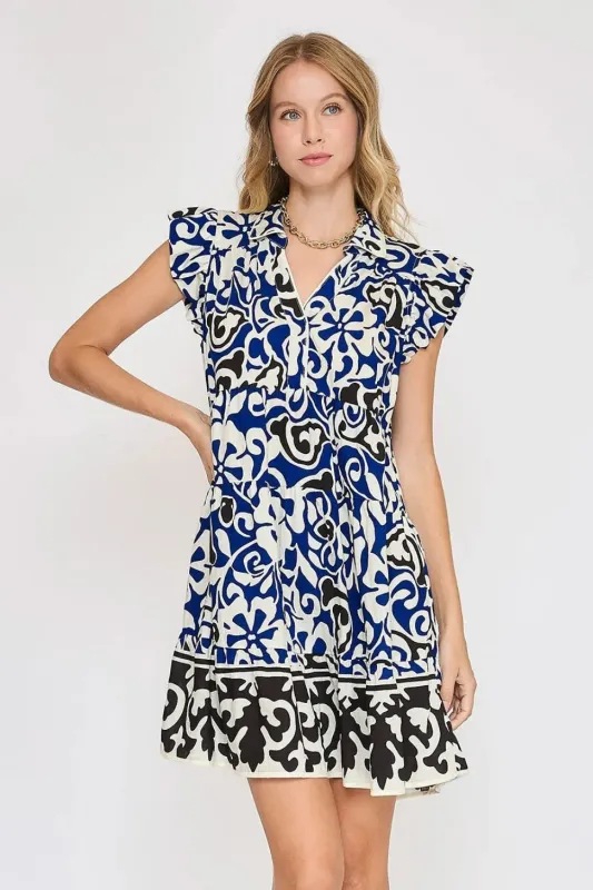 Floral Ruffled Cap Sleeve Tiered Dress sold by Skemo