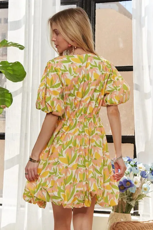 Puff Sleeve Floral Dress sold by Skemo product image thumbnail 3
