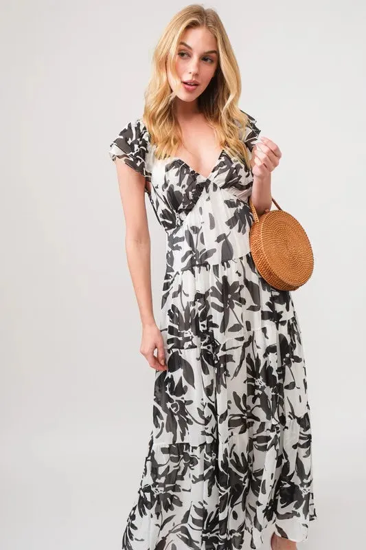 Ruffled Sleeve Tiered Floral Print Maxi Dress sold by Skemo product image thumbnail 5