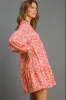 Two Tone Print Balloon Sleeve Tiered Dress sold by Skemo