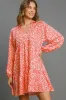 Two Tone Print Balloon Sleeve Tiered Dress sold by Skemo