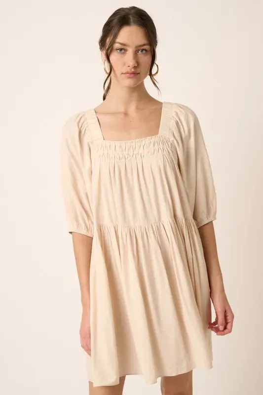 Pintuck Detail Tie Back Mini Dress sold by Skemo