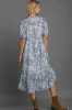 Printed Puff Short Sleeve Midi Dress sold by Skemo