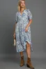 Printed Puff Short Sleeve Midi Dress sold by Skemo