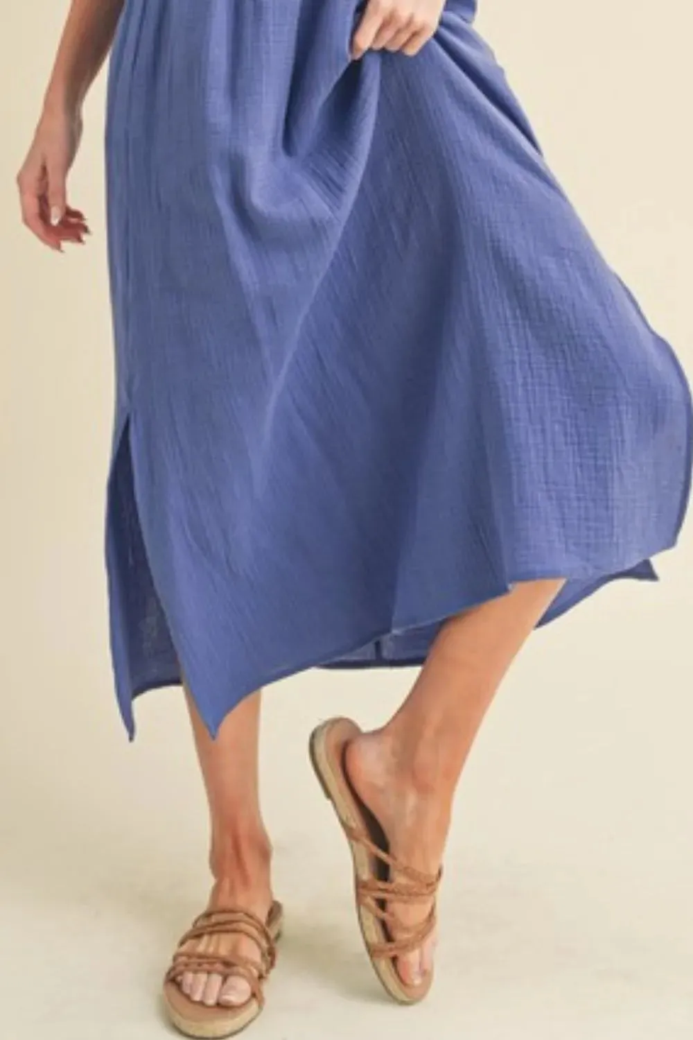 Side Slit Round Neck Sleeveless Tank Dress sold by Skemo product image thumbnail 3