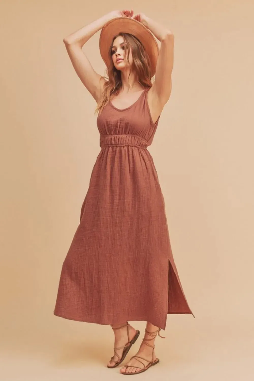 Side Slit Round Neck Sleeveless Tank Dress sold by Skemo product image thumbnail 2