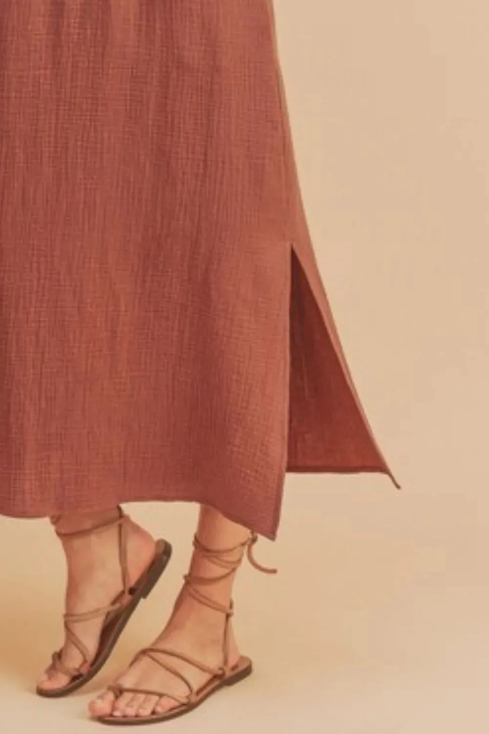 Side Slit Round Neck Sleeveless Tank Dress sold by Skemo product image thumbnail 3