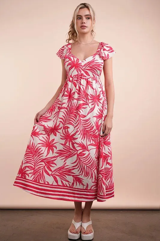 Tropical Printed Midi Summer Boho Dress sold by Skemo