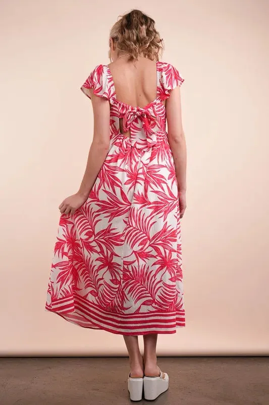 Tropical Printed Midi Summer Boho Dress sold by Skemo product image thumbnail 4