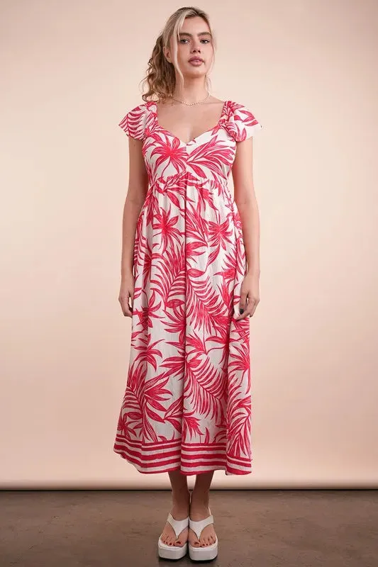 Tropical Printed Midi Summer Boho Dress sold by Skemo product image thumbnail 2