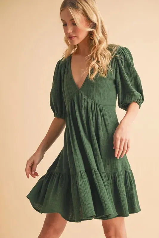 Tied Back Ruffled Short Sleeve Mini Dress sold by Skemo product image thumbnail 3