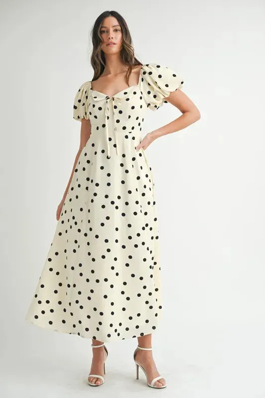 Polka Dot Puff Sleeve Midi Dress sold by Skemo product image thumbnail 3