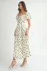 Polka Dot Puff Sleeve Midi Dress sold by Skemo