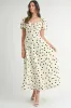 Polka Dot Puff Sleeve Midi Dress sold by Skemo