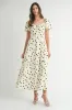 Polka Dot Puff Sleeve Midi Dress sold by Skemo