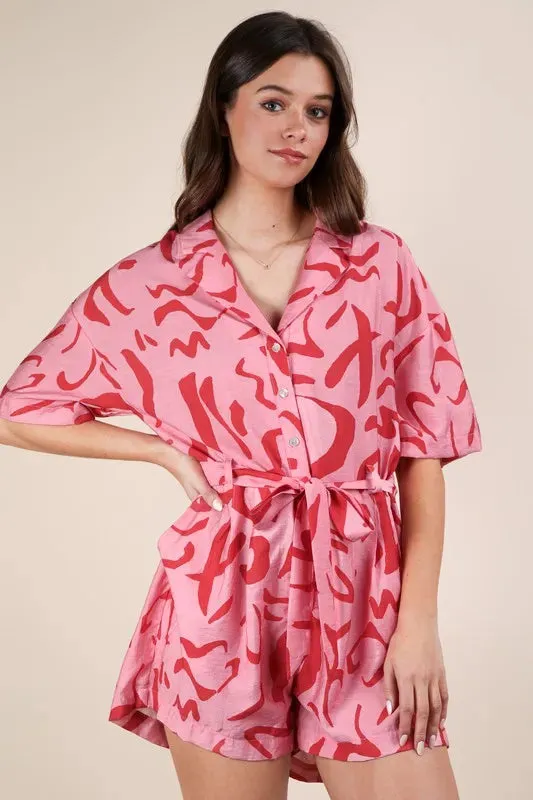 Oversized Printed Button Down Resort Romper sold by Skemo product image thumbnail 5