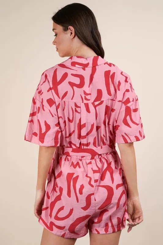 Oversized Printed Button Down Resort Romper sold by Skemo product image thumbnail 4