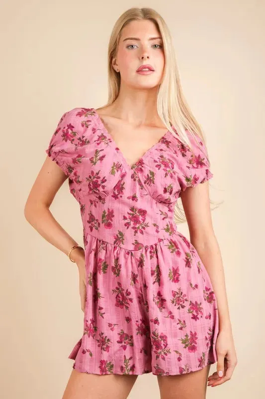 Floral Printed Ruffle Romper sold by Skemo