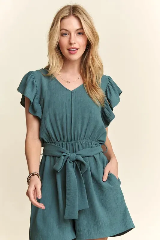 Ruffle Sleeves Romper with Pockets sold by Skemo product image thumbnail 4