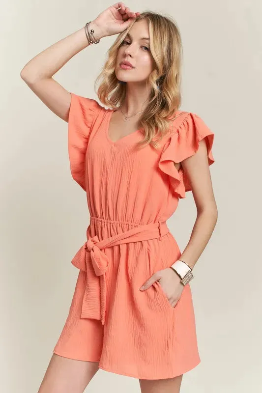 Ruffle Sleeves Romper with Pockets sold by Skemo product image thumbnail 3
