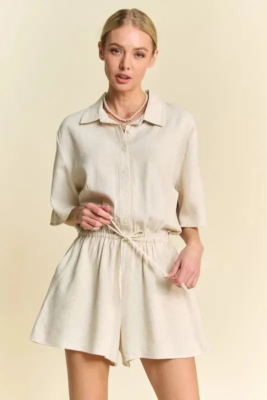 Drawstring Waist Button-Down Shirt Romper sold by Skemo product image thumbnail 5