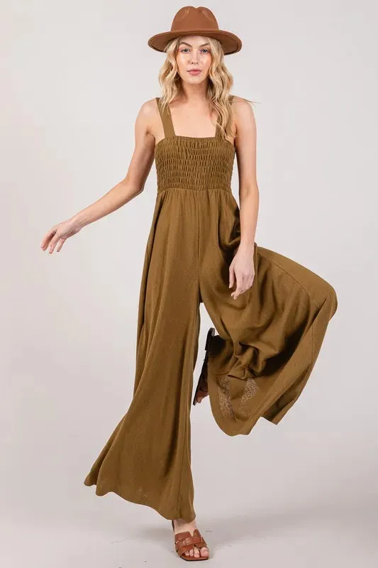 Smocked Flowy Wide Leg Jumpsuit sold by Skemo product image thumbnail 4