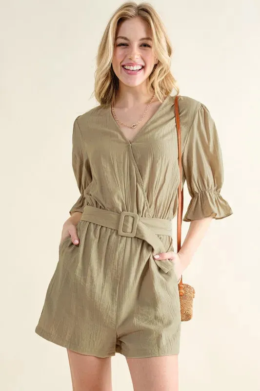 Flounce Sleeves Romper with Belt sold by Skemo product image thumbnail 2