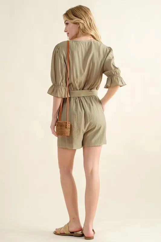Flounce Sleeves Romper with Belt sold by Skemo product image thumbnail 5