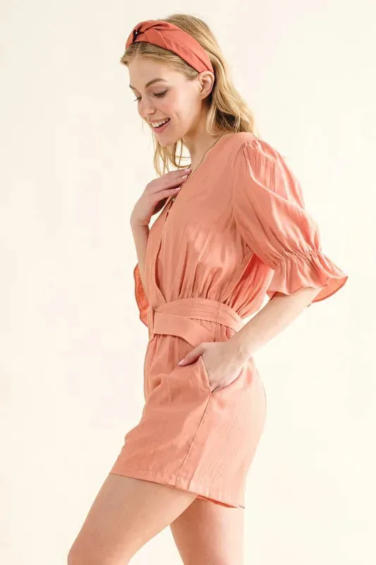Flounce Sleeves Romper with Belt sold by Skemo product image thumbnail 3