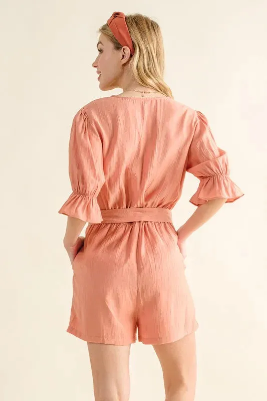 Flounce Sleeves Romper with Belt sold by Skemo product image thumbnail 4